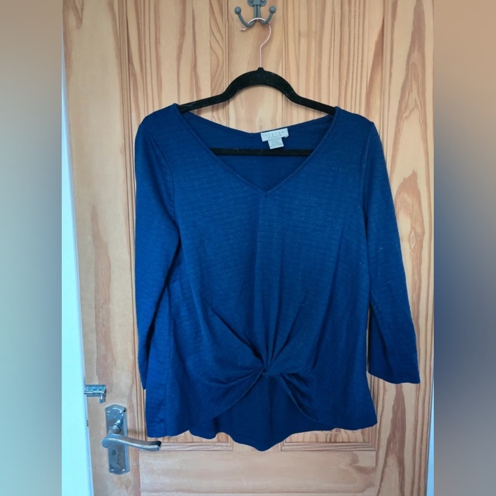 Blue V-Neck Twist-Front Women's Top - Unknown Brand